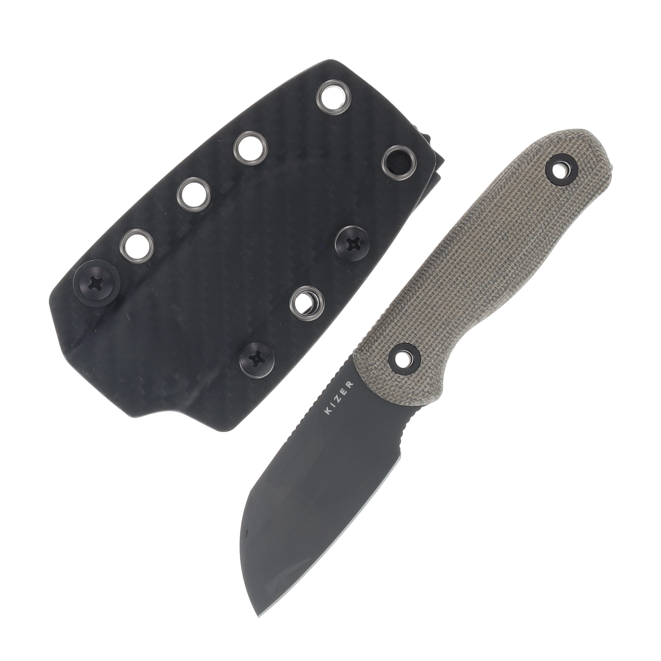 Kizer Drop Bear Greyish Green 2.6in Plain Black Matte DLC Sheepsfoot 1093A3 View 1