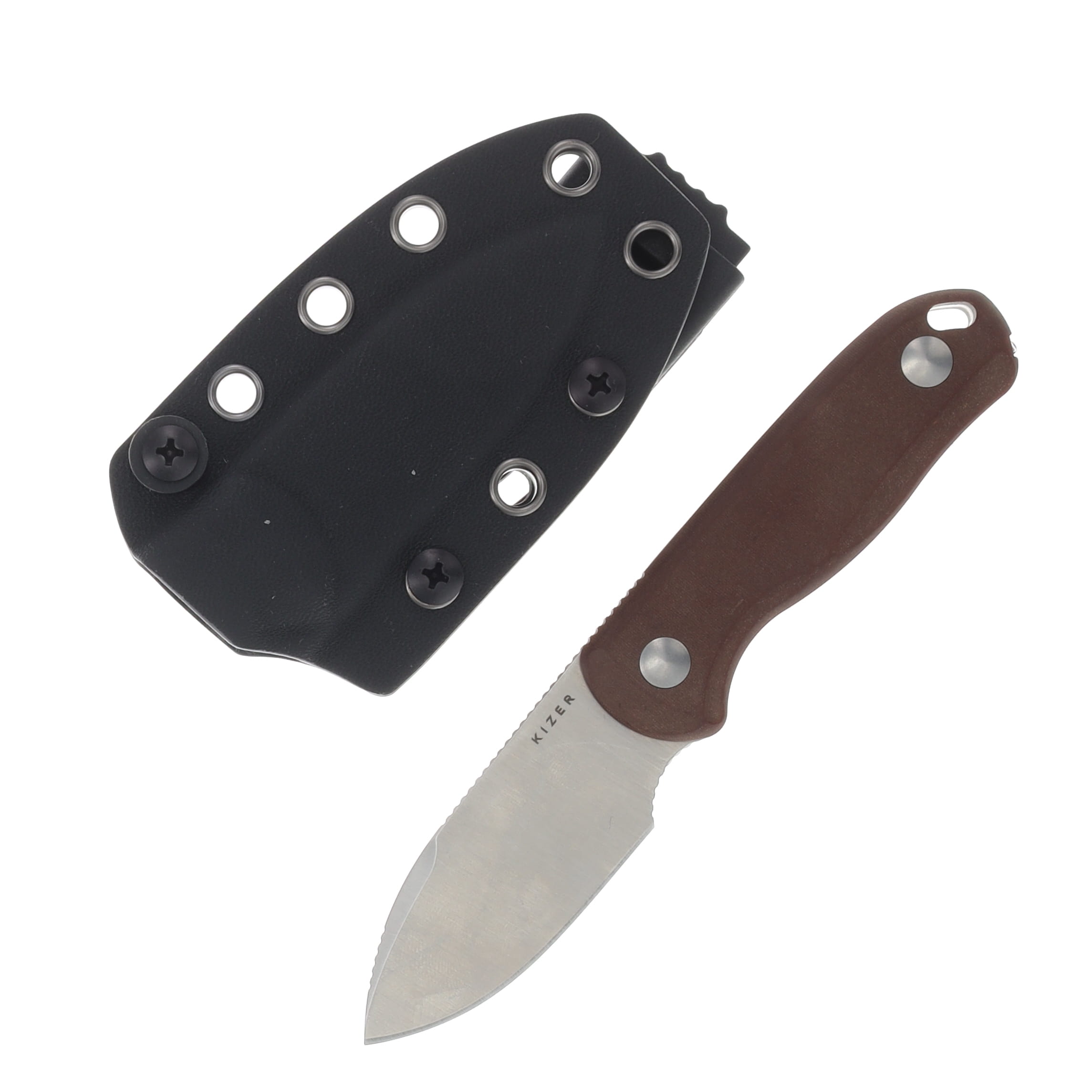 Kizer Drop Bear Fixed Blade Knife Brown 2.6in Plain Satin Drop Point 1094A2 View 1