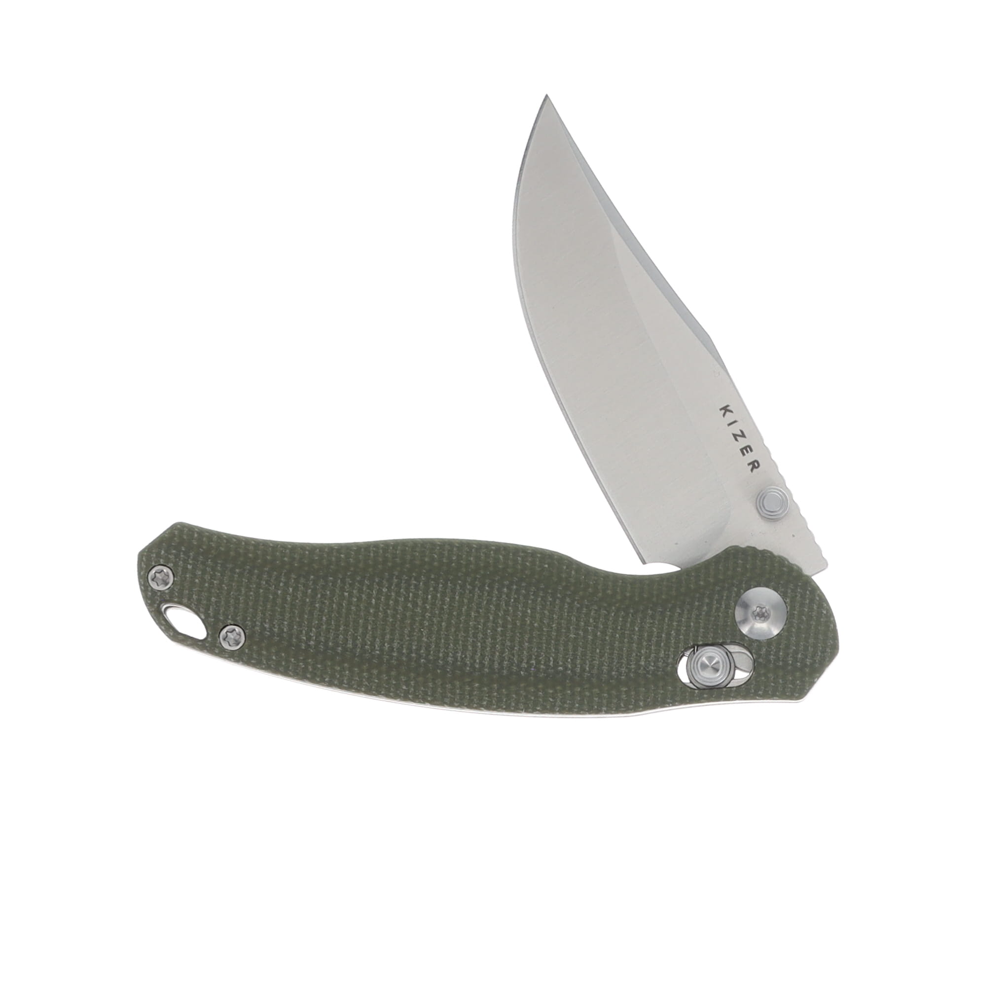 Kizer Phoca CC Folding Knife Green 2.9in Plain Satin Clip Point V3780A1 View 3