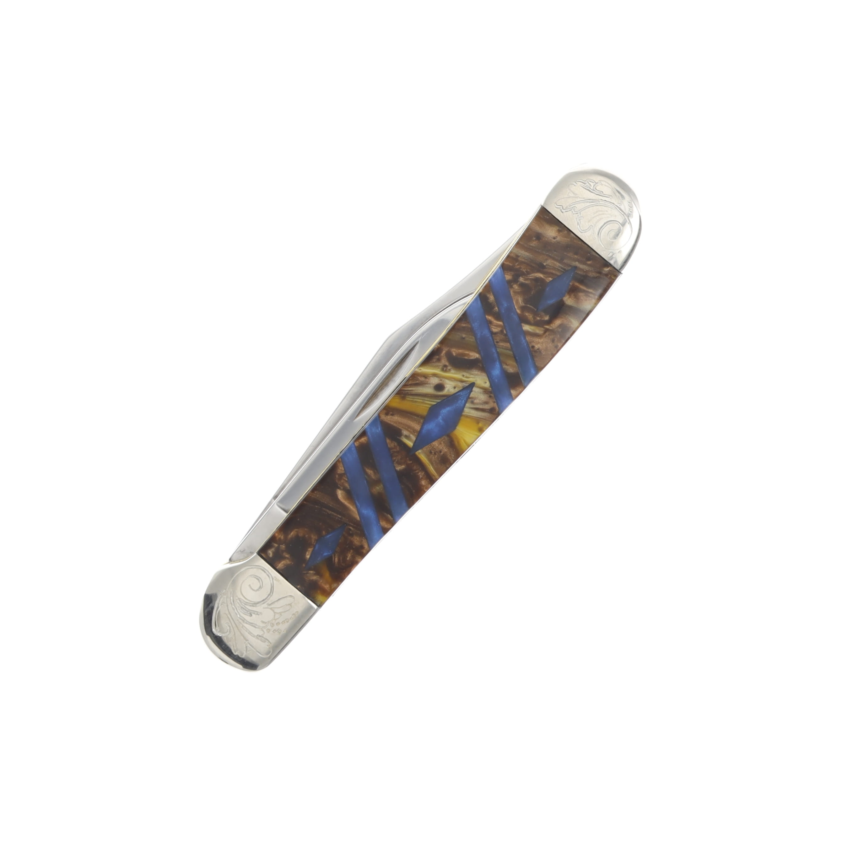Case XX Diamond Series Bronze/Blue Smooth Synthetic Two-Blade Copperhead Folding Knife CA9249BRBLDE View 3