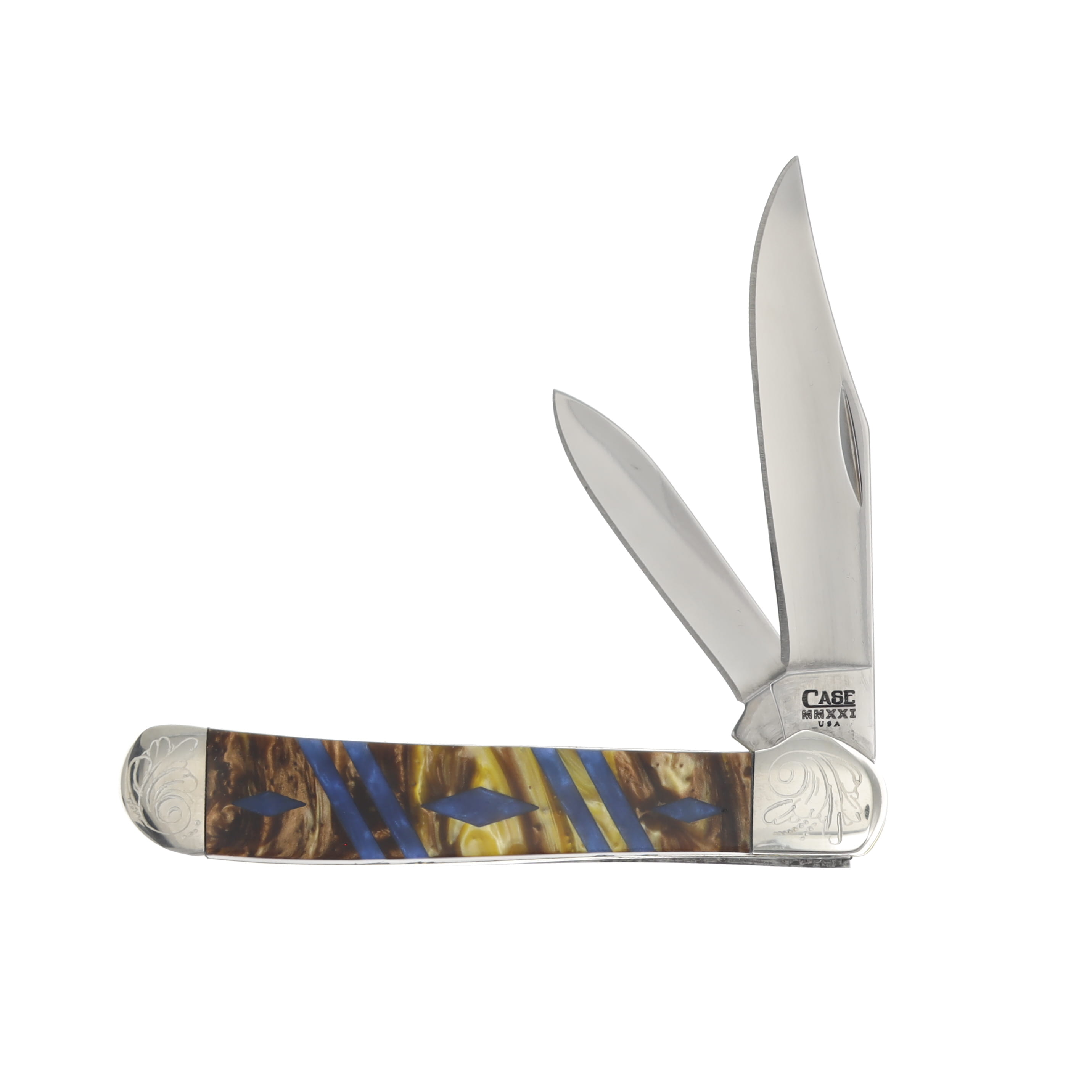 Case XX Diamond Series Bronze/Blue Smooth Synthetic Two-Blade Copperhead Folding Knife CA9249BRBLDE View 1