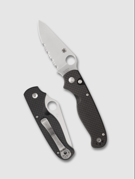 Spyderco ButtonUp 3.27in Partially Serrated Satin Clip Point SPC275CFPS View 1