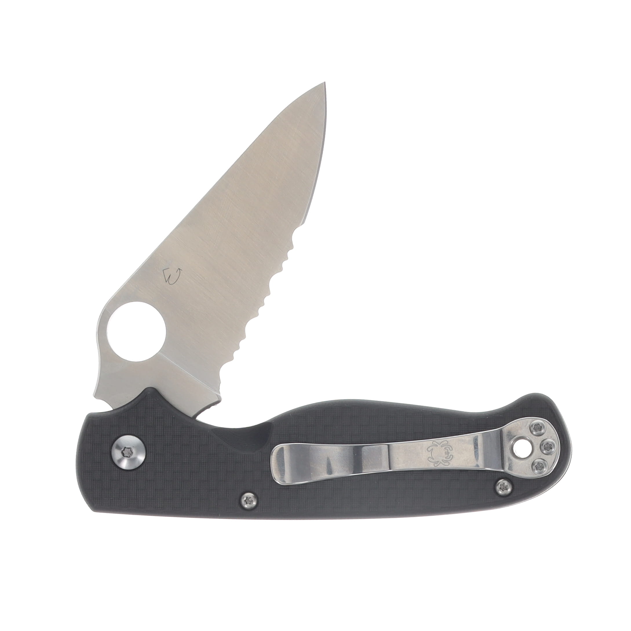 Spyderco ButtonUp 3.27in Partially Serrated Satin Clip Point SPC275CFPS View 3