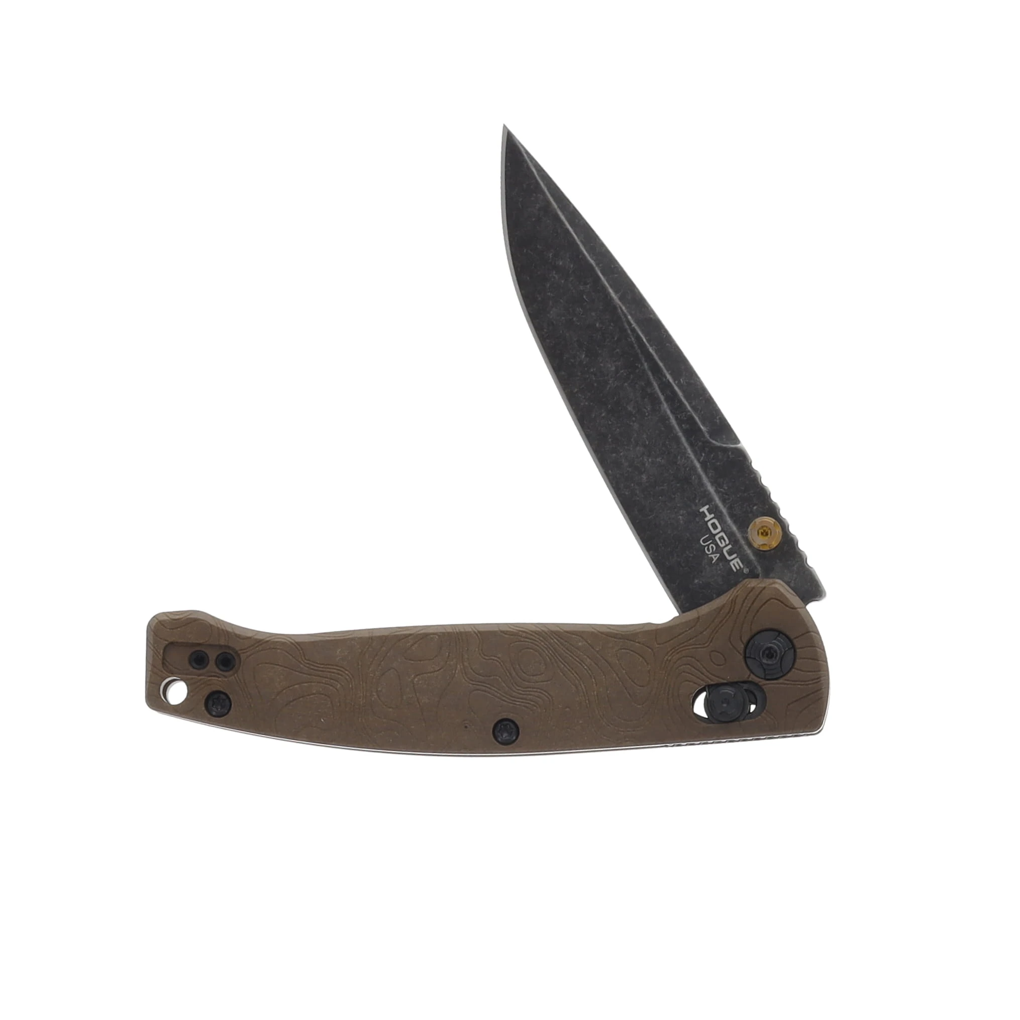 Hogue Mysto Folding Knife Brown Earth Richlite Handle Black SW CPM Magnacut Blade HG24453 View 3