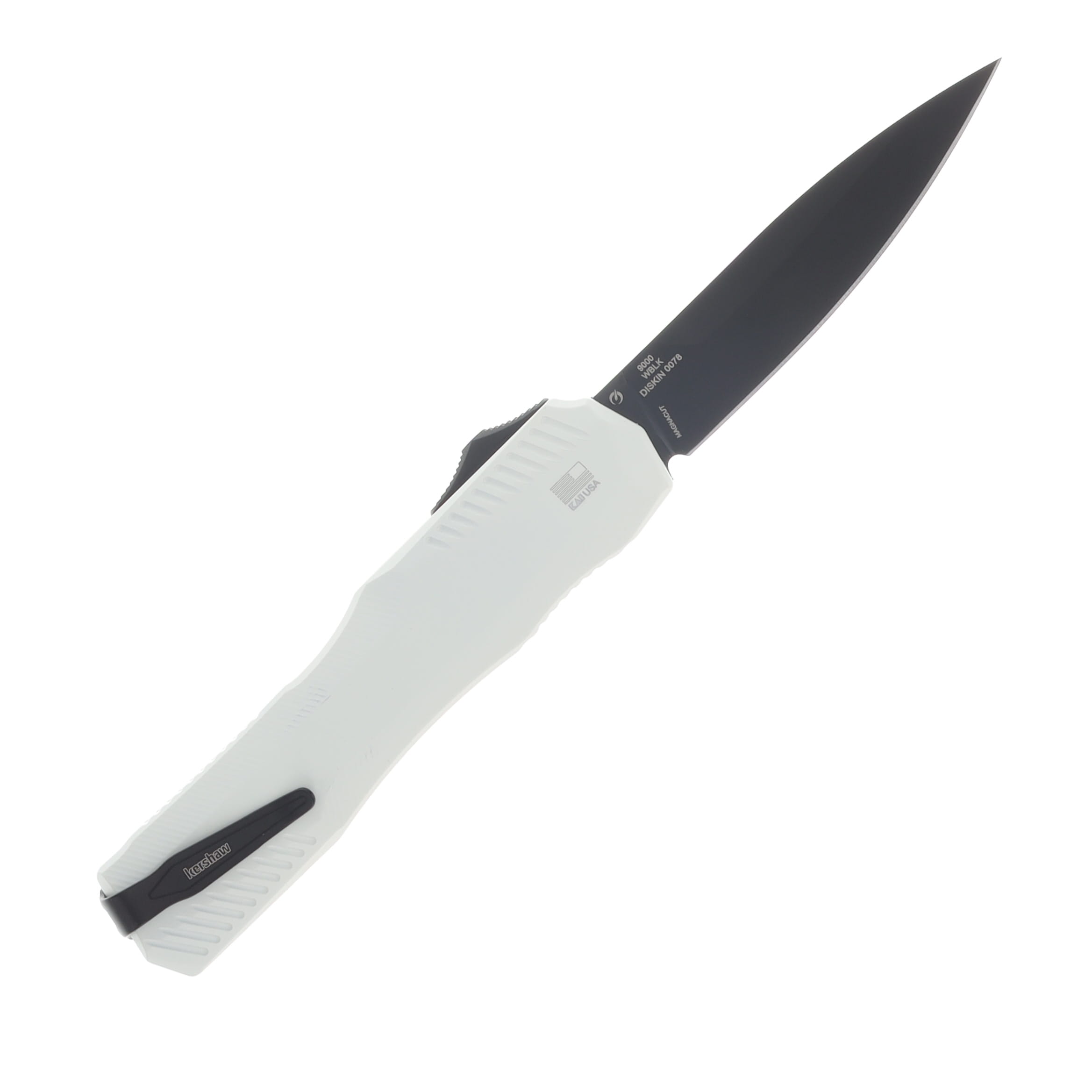 Kershaw Auto Livewire Out The Front Trooper White Handle Black Blade AUKS9000WBLK View 2