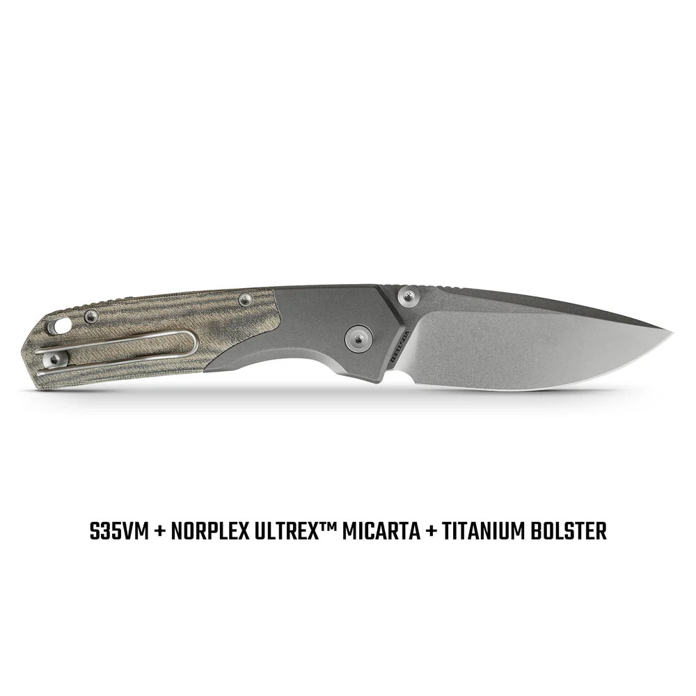 Vosteed Psyop Folding Knife Top Linerlock 2.99in S35VN Blade Green Micarta Handle A2220 View 3