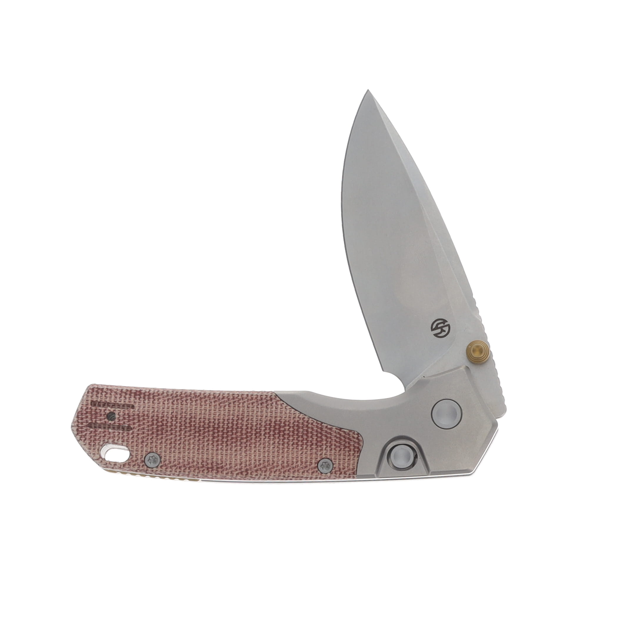 Vosteed Psyop Folding Knife Top Linerlock 2.99in S35VN Blade Red Micarta Handle A2217 View 3