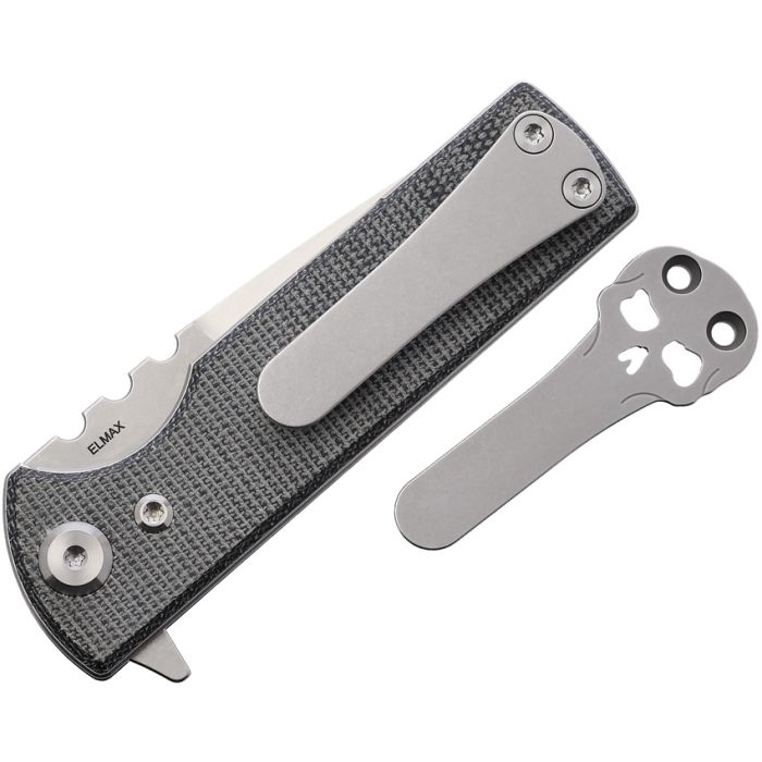 Chaves TAK Folding Knife Black Micarta Handle SW Drop Point Blade CHAV14238 View 2