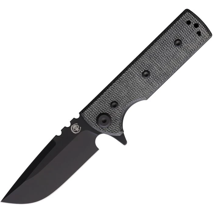Chaves TAK Folding Knife Blk Micarta Handle Blk PVD Drop Point Blade CHAV14240 View 1