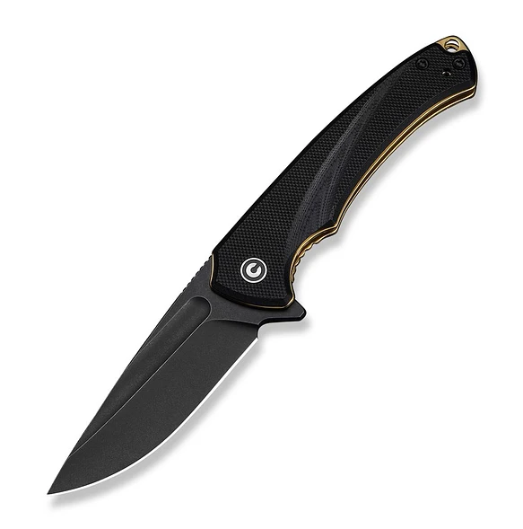 CIVIVI Voidflare Gold – Black 2.92in Plain Black Stonewash Drop Point C24040-1 View 1