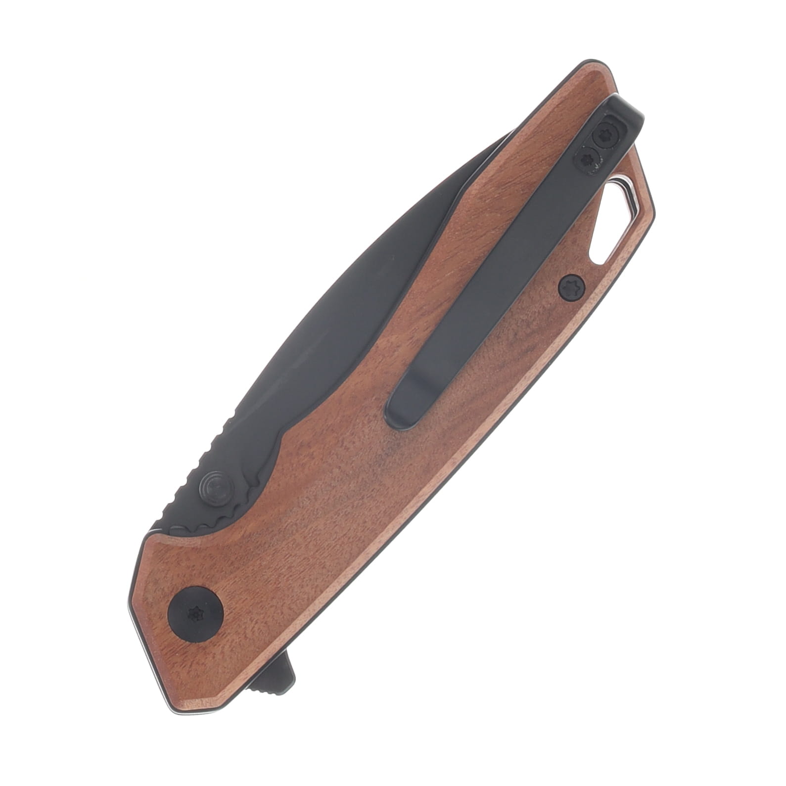 SENCUT Stratex Guibourtia Wood 3.17in Plain Black Drop Point S25055-3 View 6