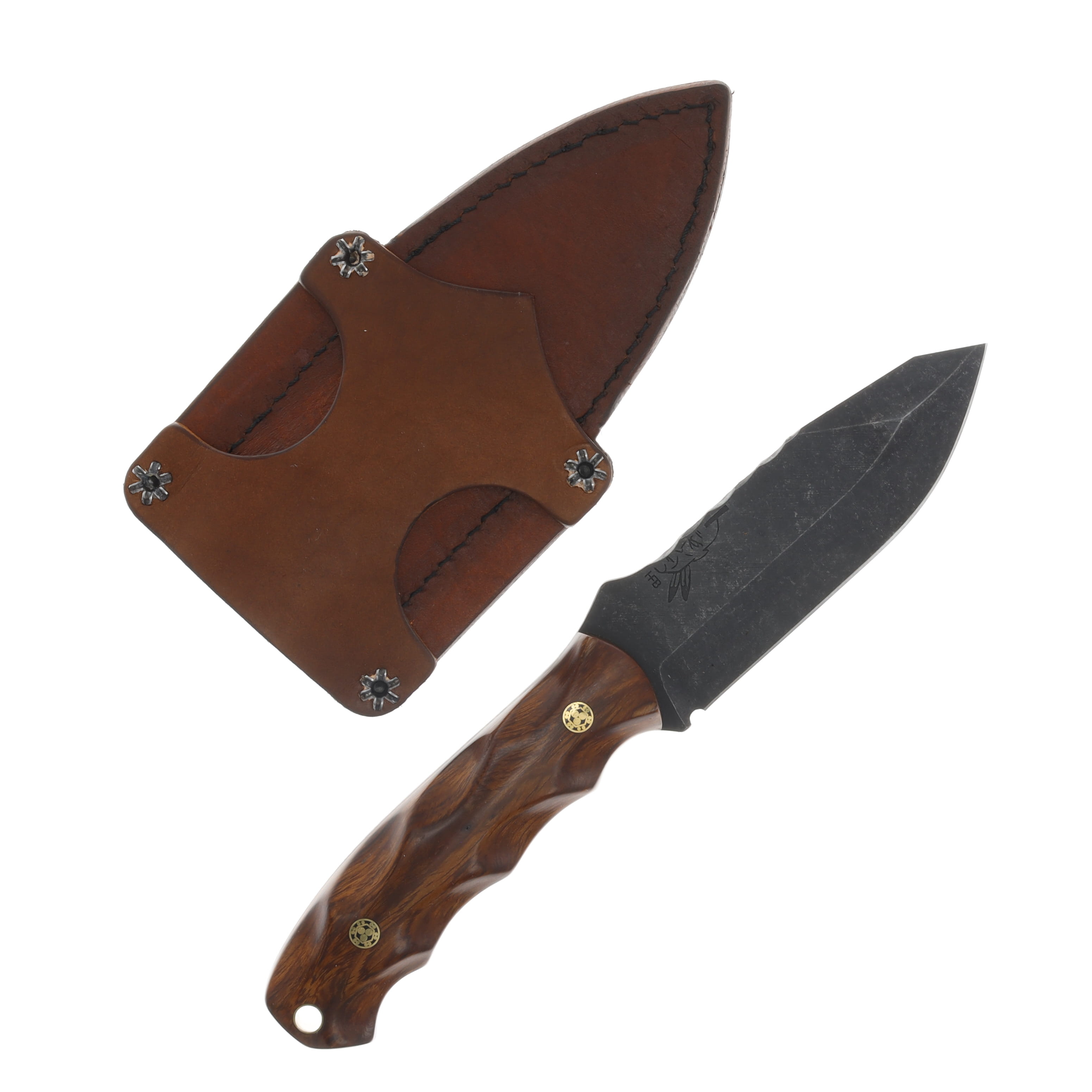 Half Face Blades SMKW Exclusive Disaster Jr Fixed Blade Ironwood Mosaic Pins Hollow D14 D14 View 2