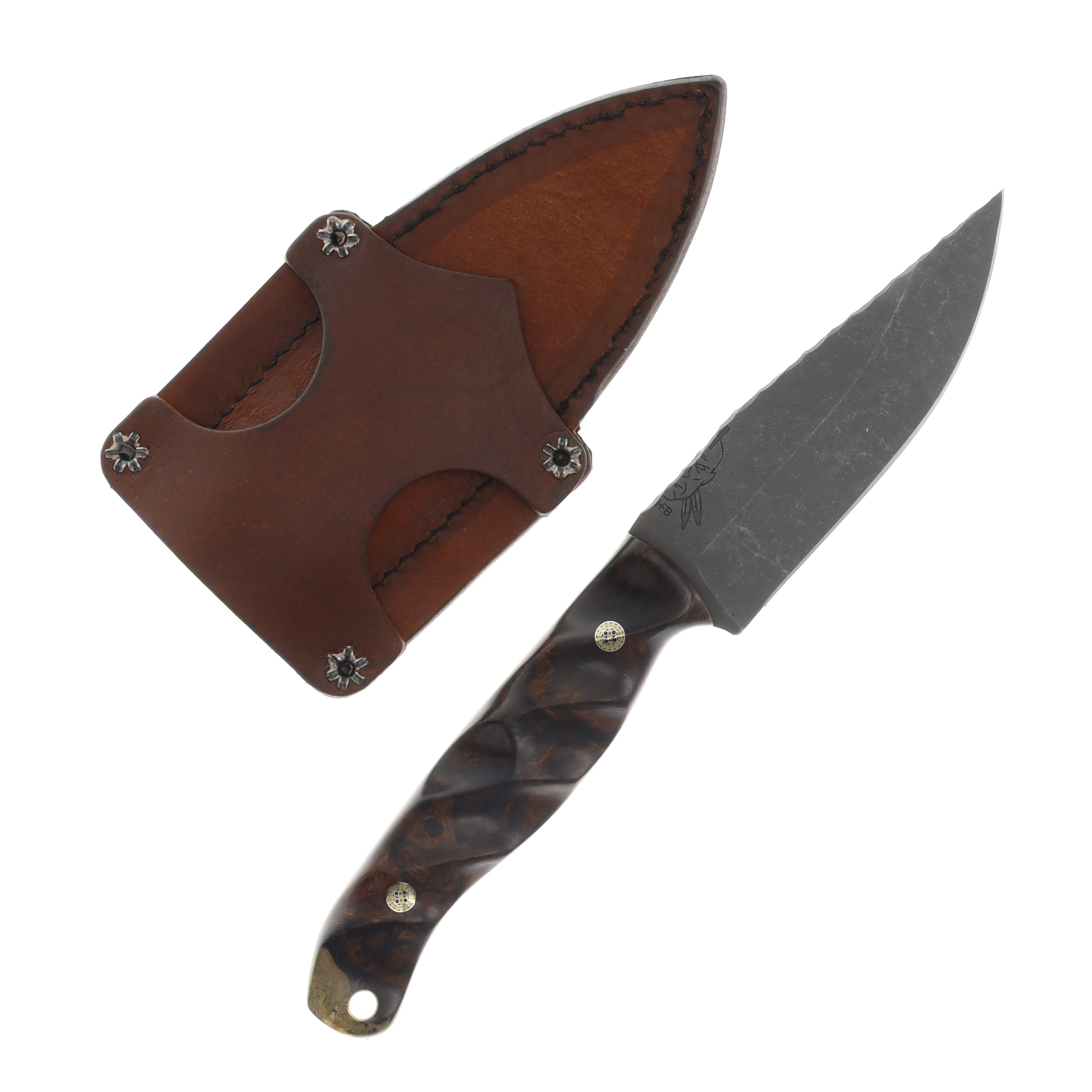 Half Face Blades SMKW Exclusive Crow Jr Fixed Knife Ironwood Mosaic Pins Hollow C11 HFC11 View 2