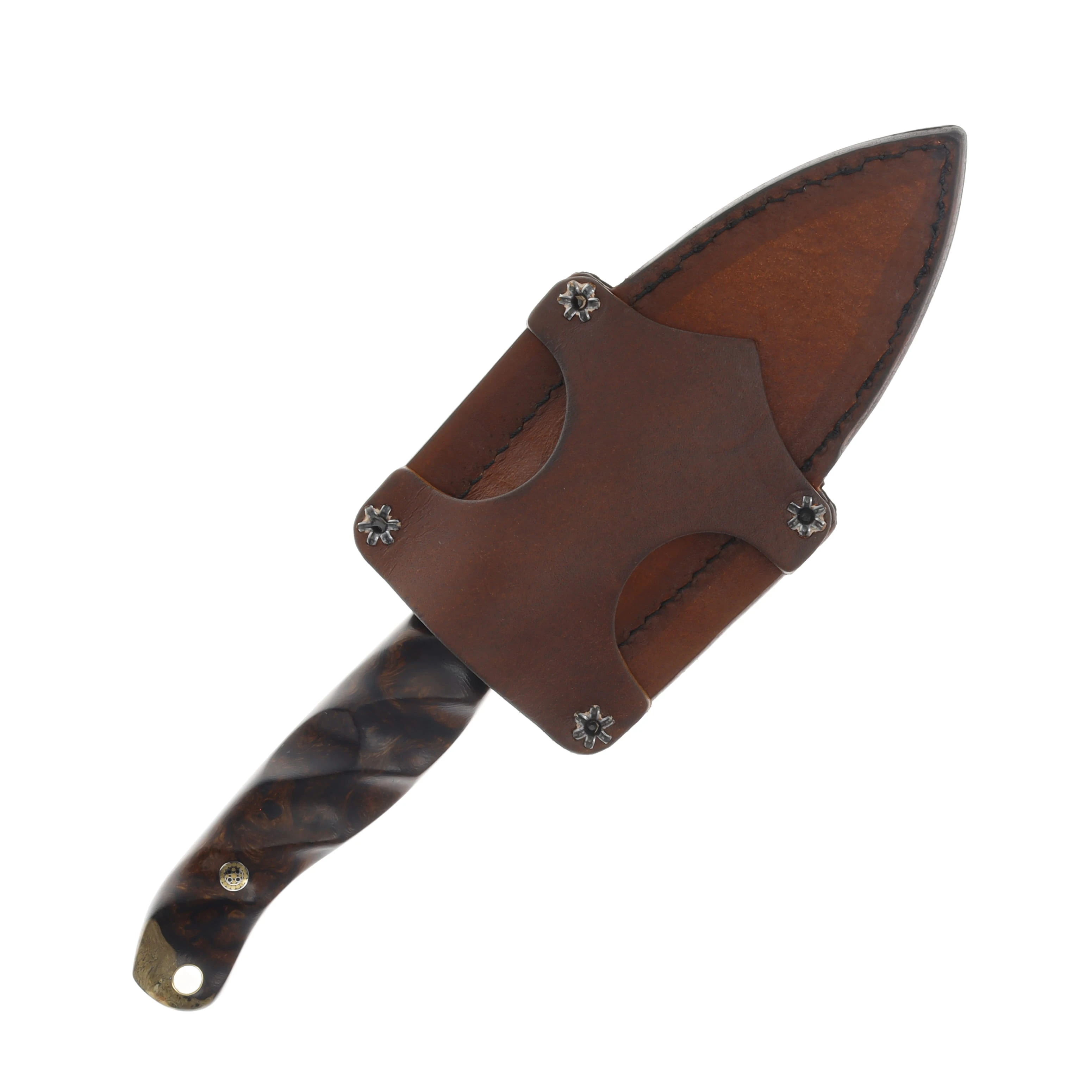 Half Face Blades SMKW Exclusive Crow Jr Fixed Knife Ironwood Mosaic Pins Hollow C11 HFC11 View 4