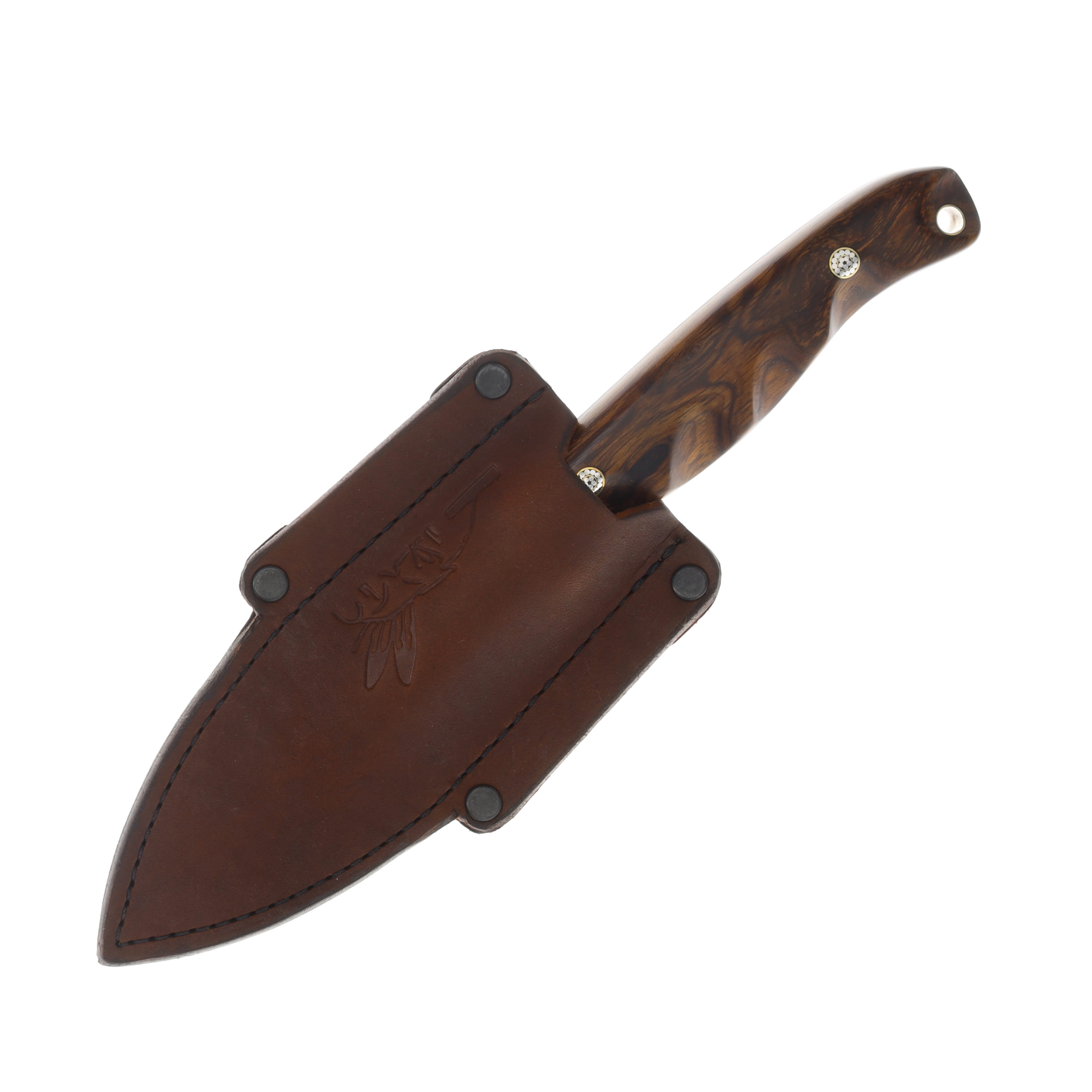 Half Face Blades SMKW Exclusive Crow Jr Fixed Blade Ironwood Mosaic Pins Hollow C13 HFC13 View 3