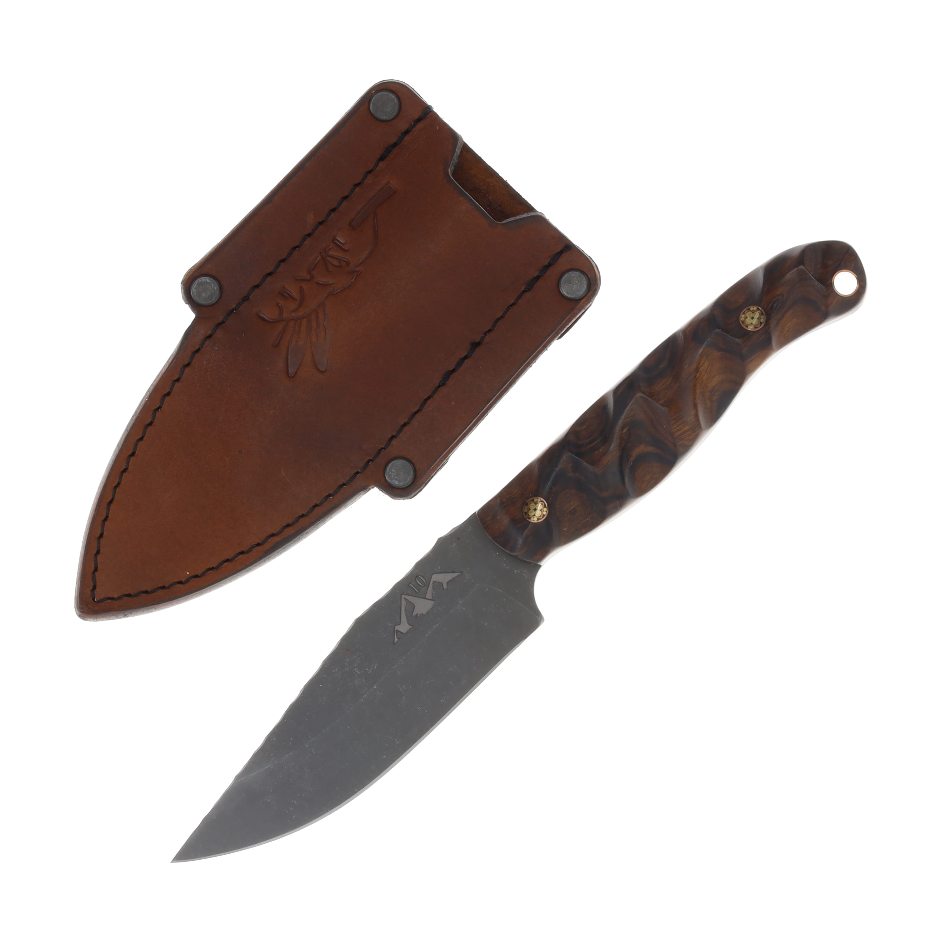 Half Face Blades SMKW Exclusive Crow Jr Fixed Blade Ironwood Mosaic Pins Hollow C15 HFC15 View 1