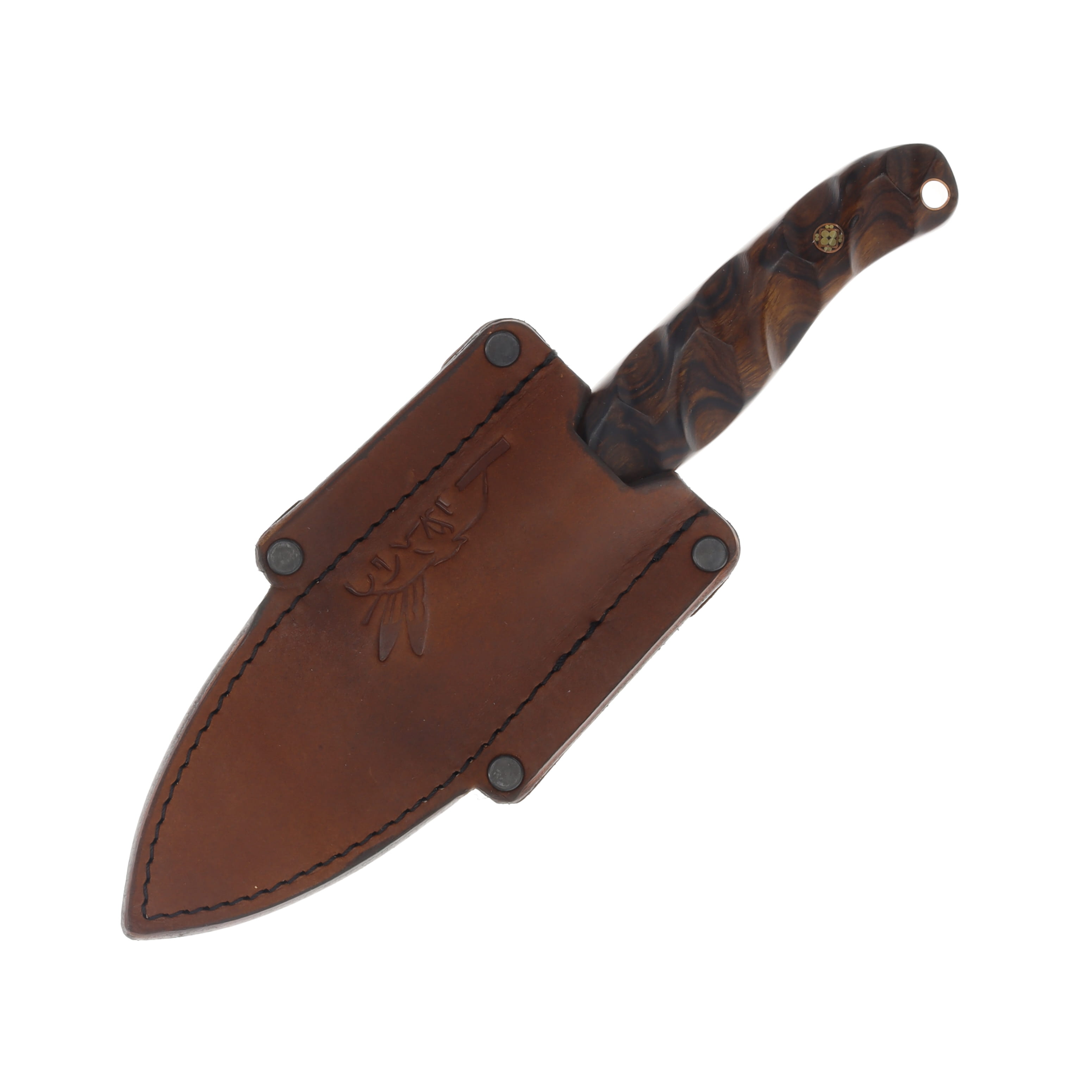 Half Face Blades SMKW Exclusive Crow Jr Fixed Blade Ironwood Mosaic Pins Hollow C15 HFC15 View 3
