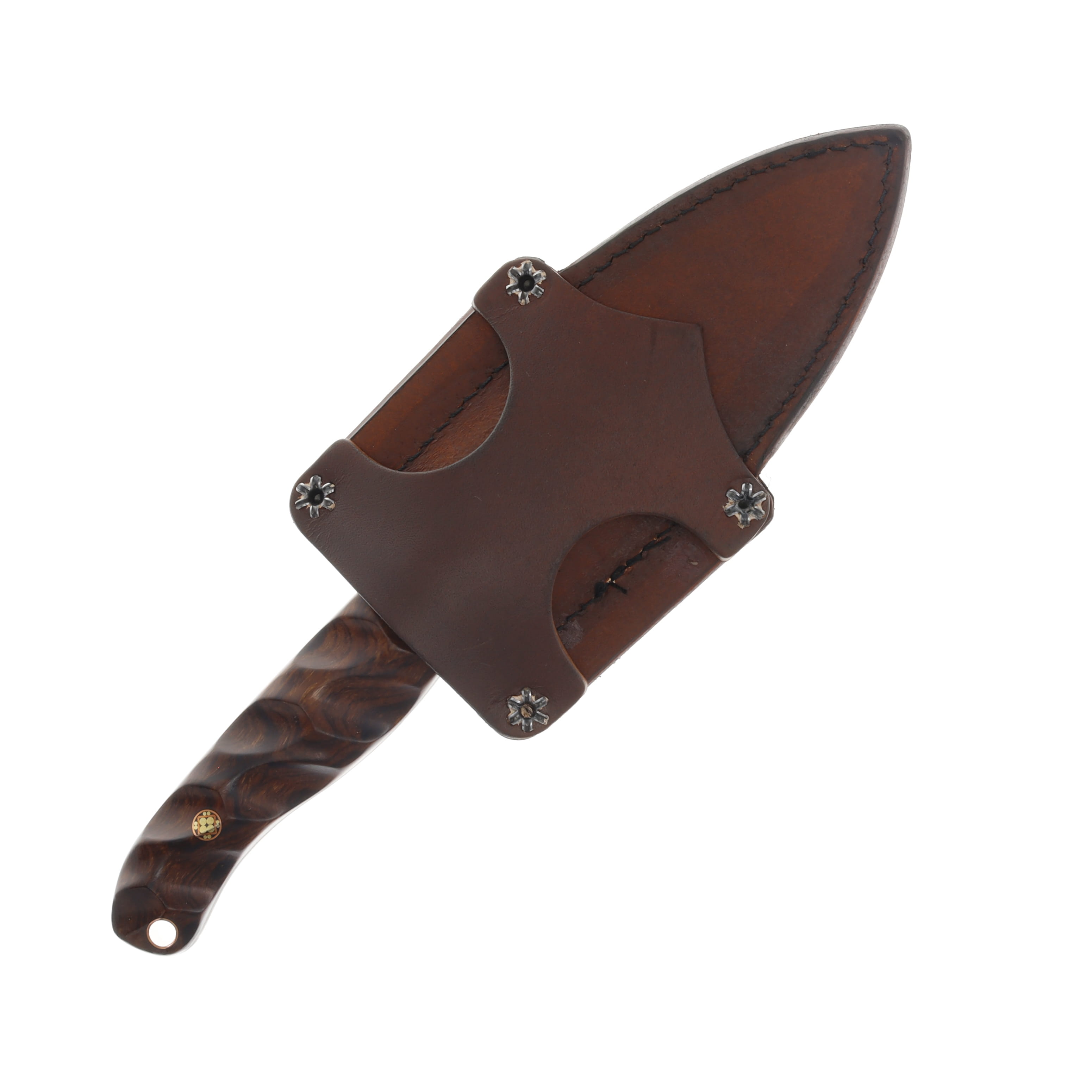 Half Face Blades SMKW Exclusive Crow Jr Fixed Blade Ironwood Mosaic Pins Hollow C15 HFC15 View 4