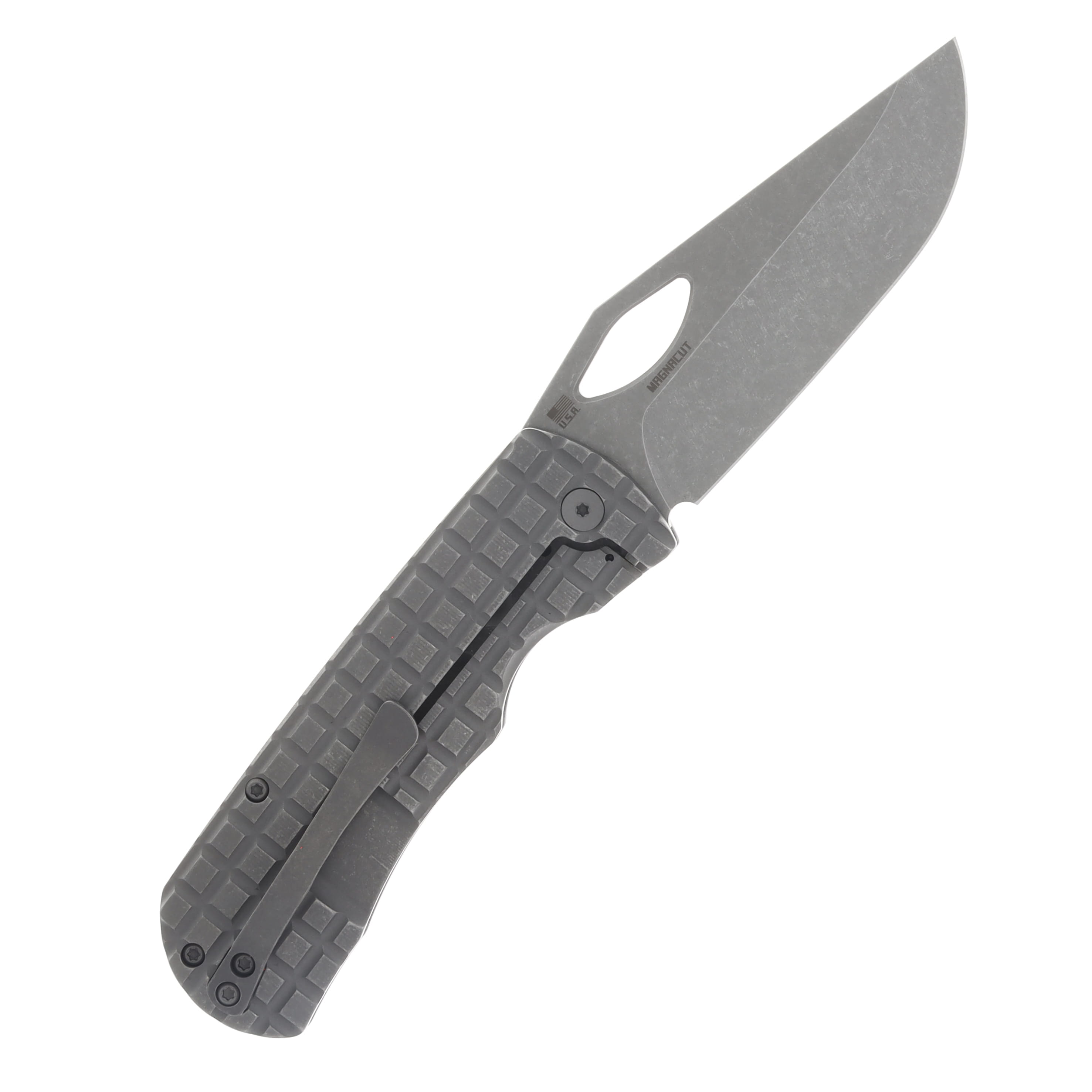 McNees Dixon Folding Knife Atomic Stonewash Magnacut/Frag Patterned Titanium MCDIXFRAGATSW View 2