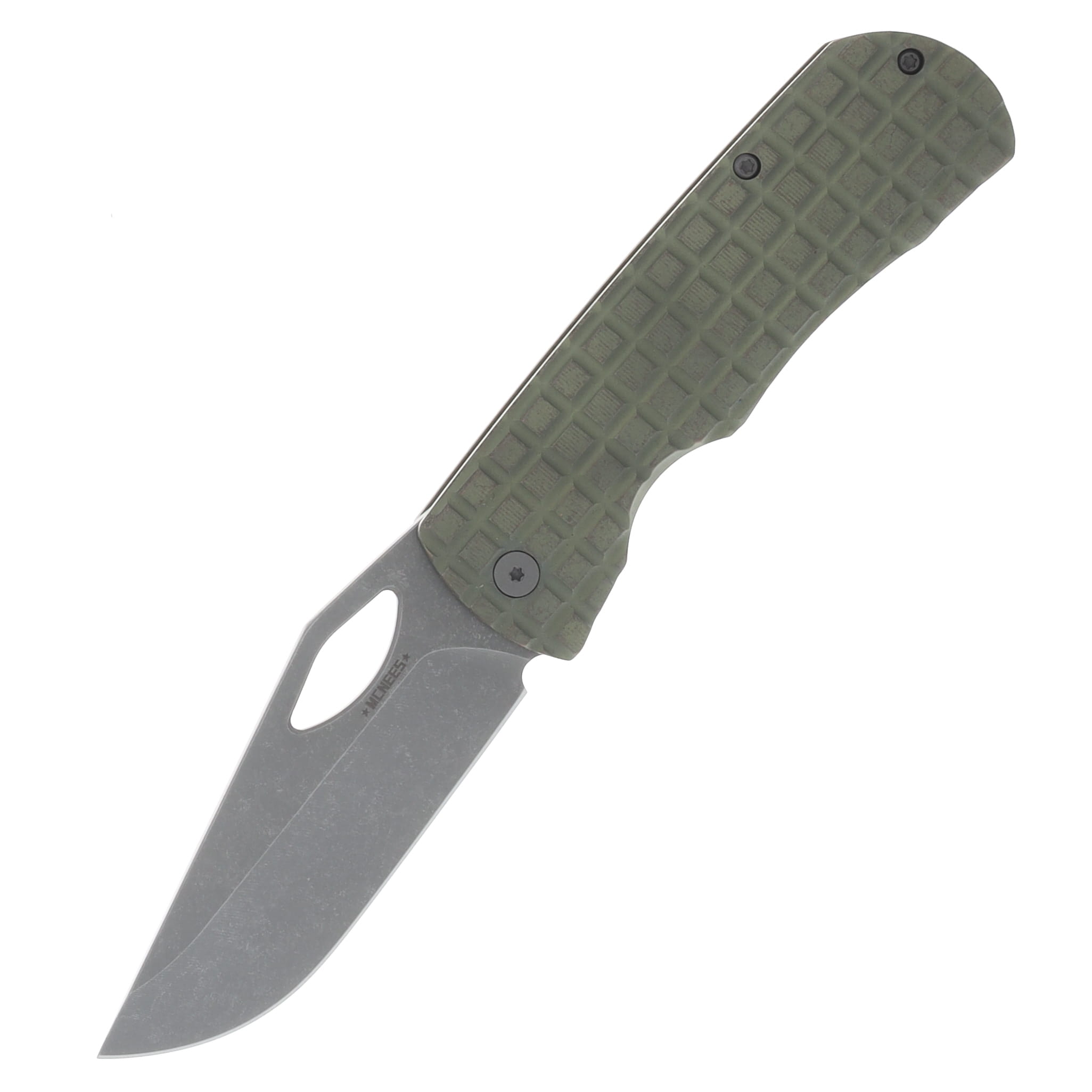 McNees Dixon Folding Knife Satin Magnacut/Green and Bronze Frag Patterned Titanium MCDIXFRAGFNBZ View 1