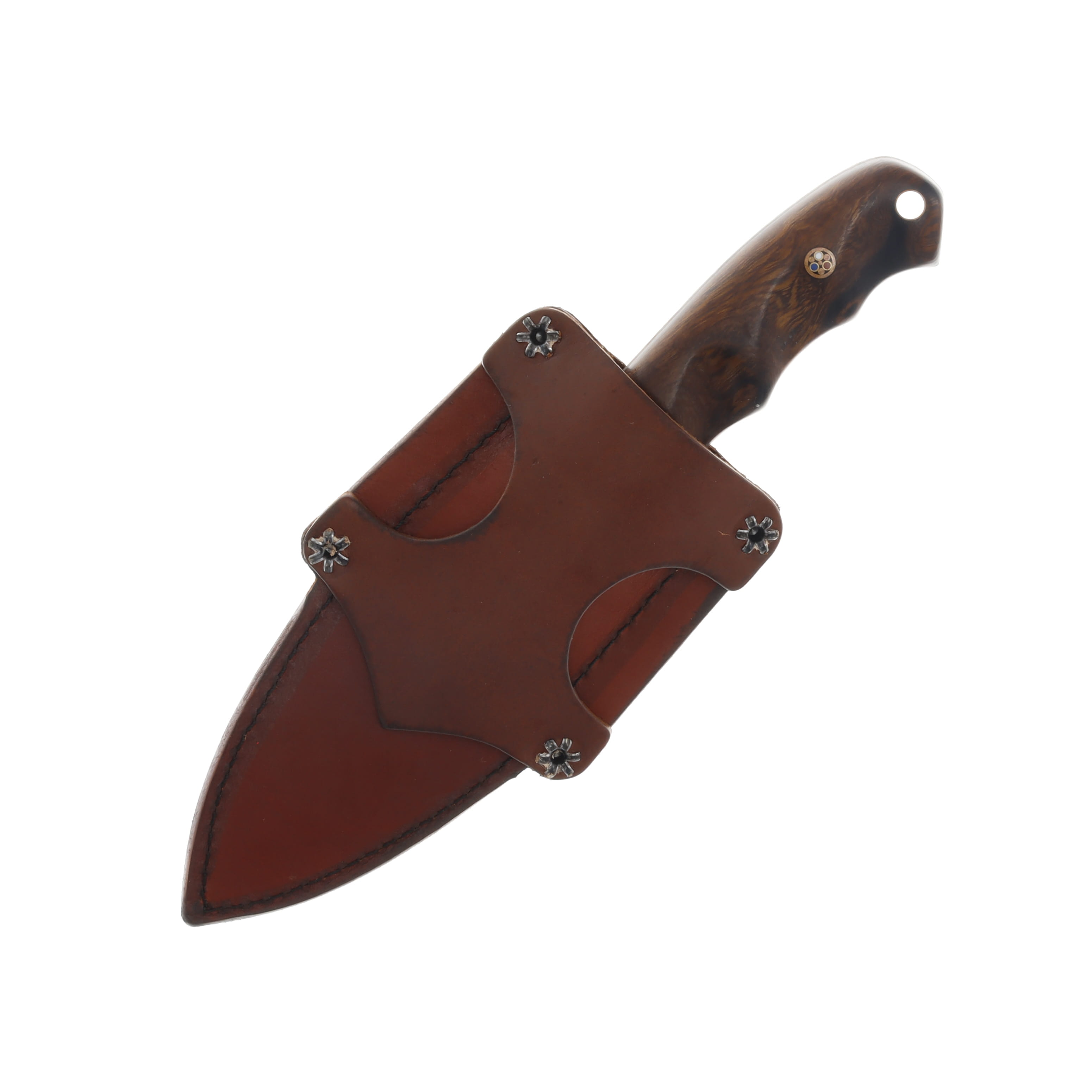 Half Face Blades SMKW Exclusive Disaster Jr Fixed Knife Ironwood Mosaic Pins Hollow D10 View 3