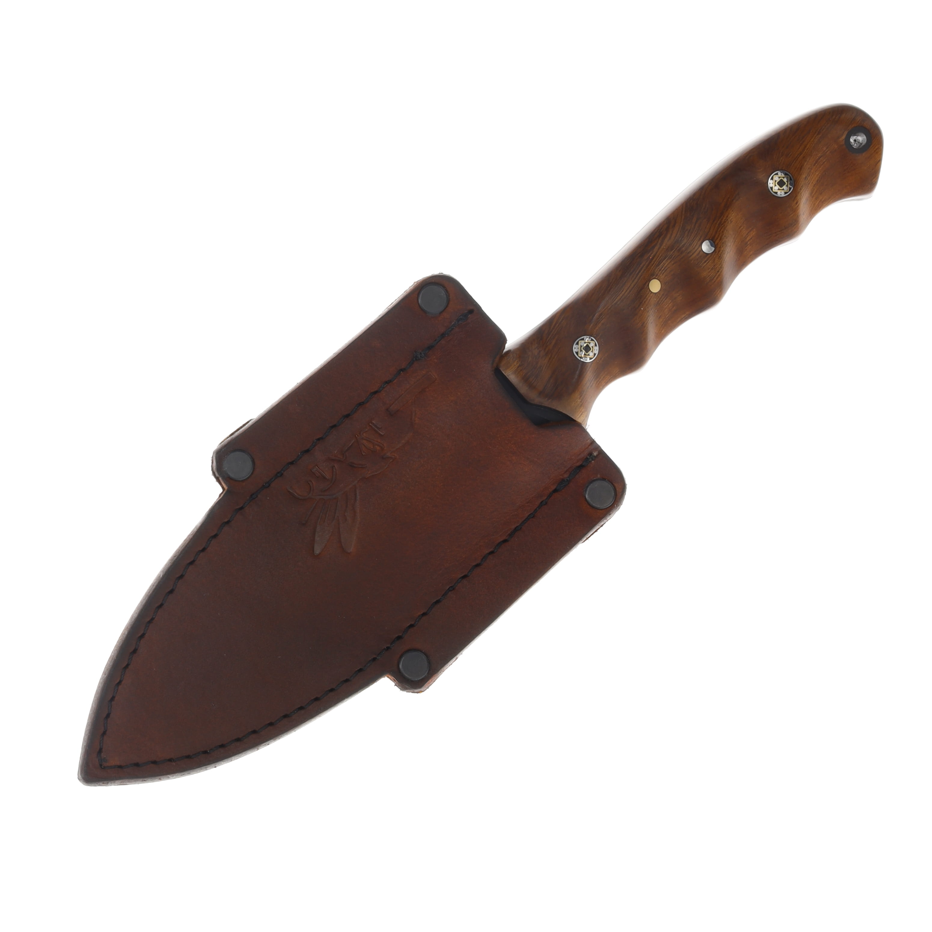 Half Face Blades SMKW Exclusive Disaster Jr Fixed Knife Ironwood Mosaic Pins Hollow D13 D13 View 3