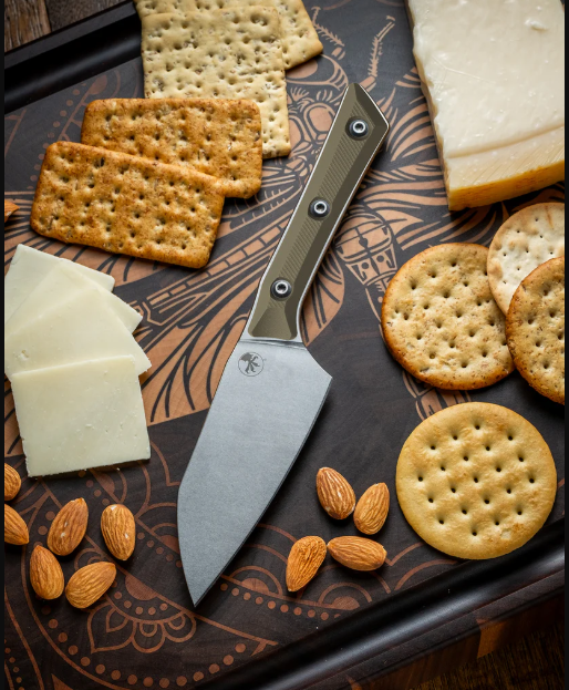 Microtech Santoku Knife OD Green 4.2in Plain Stonewash Santoku MT330010OD View 5
