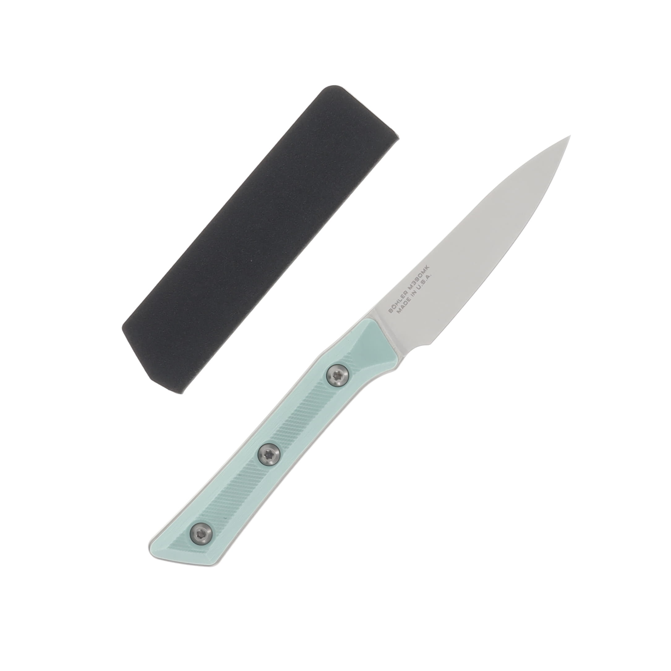 Microtech Pairing Knife Caribbean Blue 3.5in Plain Stonewash Paring MT350010CA View 2
