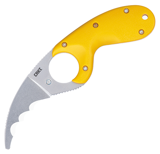 CRKT Bear Claw Fixed Knife Yellow GRN Handle SW AUS 8 Veff Serrated Blade CR2511Y View 3