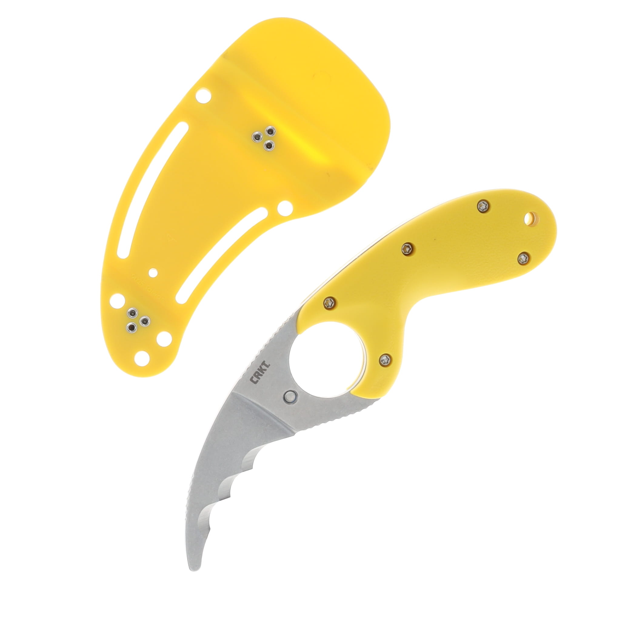 CRKT Bear Claw Fixed Knife Yellow GRN Handle SW AUS 8 Veff Serrated Blade CR2511Y View 1