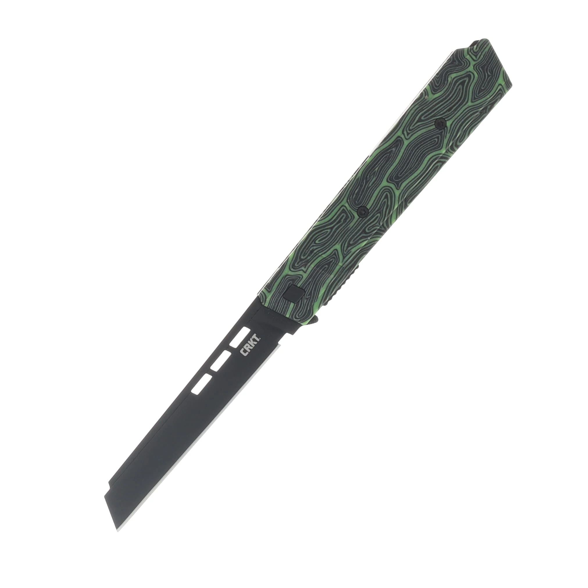 Columbia River Zephyr Folding Knife Liner Lock Green & White G-10 Handle Blk 14C28N Blade CR3850G View 1
