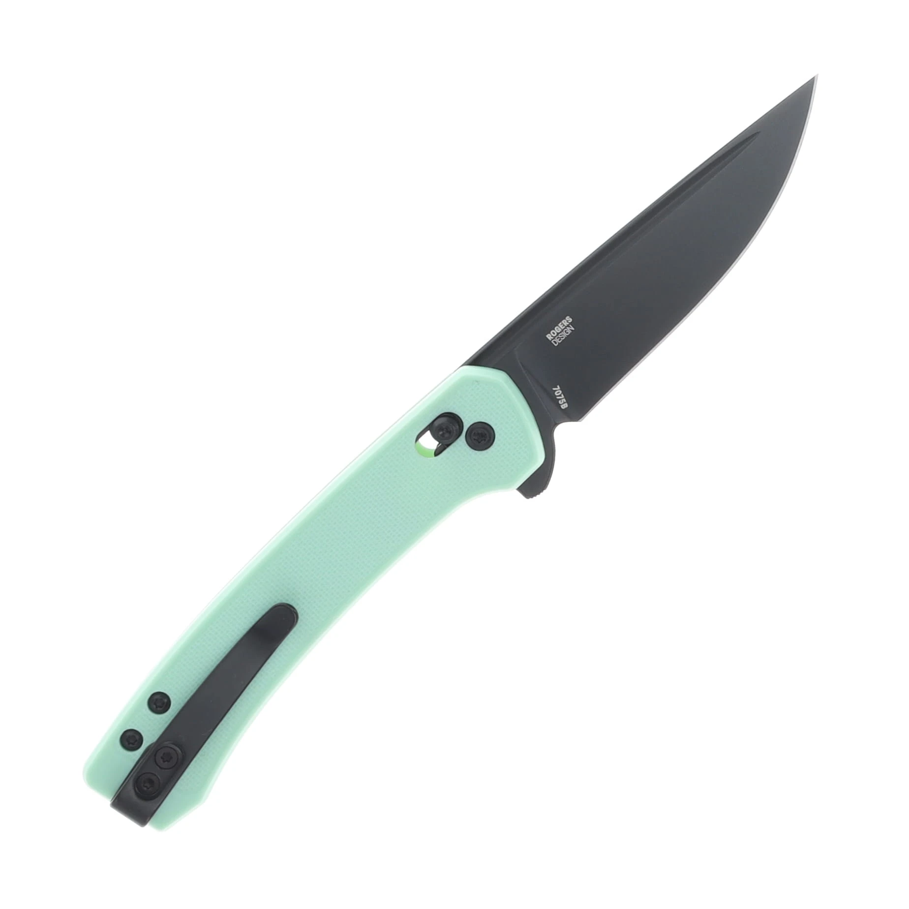 Columbia River Q Compact Cross Bar Lock Folding Knife Aqua GRN Handle Blk 14C28N Blade CR7075B View 2