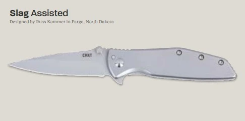 CRKT Slag Assisted Folding Knife Silver SS Handle Bead Blast D2 Blade CR7600 View 5