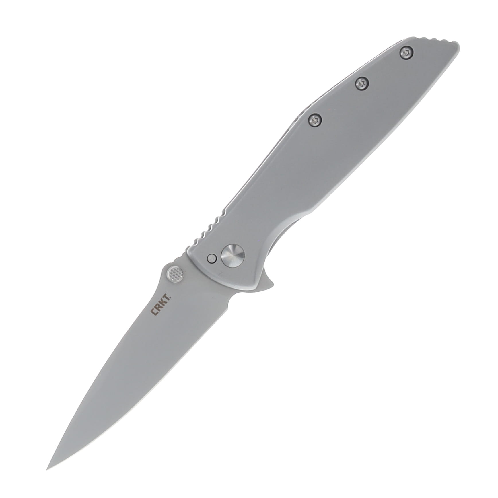 CRKT Slag Assisted Folding Knife Silver SS Handle Bead Blast D2 Blade CR7600 View 1