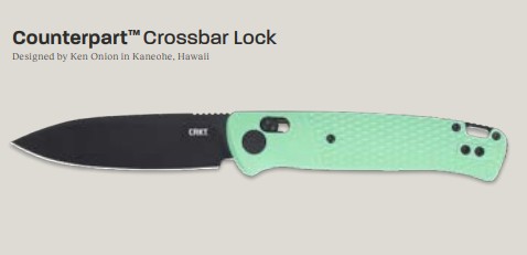 Columbia River Counterpart Crossbar Lock Folding Knife Aqua GRN