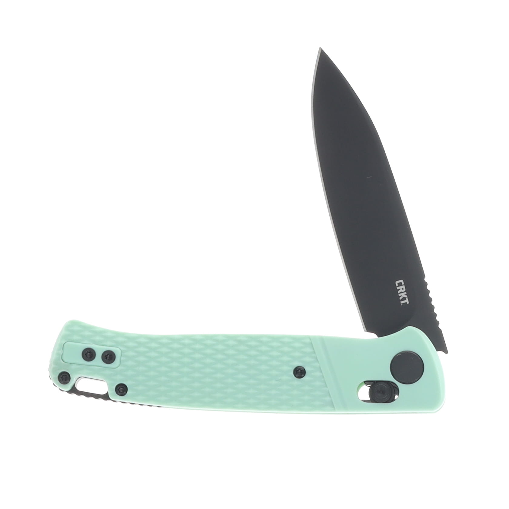 Columbia River Counterpart Crossbar Lock Folding Knife Aqua GRN Handle Blk 12C27 Blade CRK430BKP View 3
