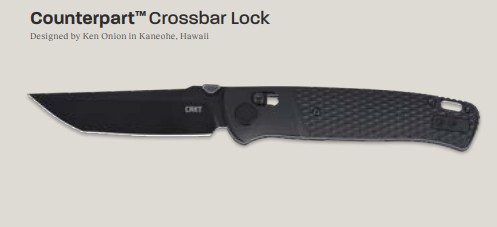 CRKT Counterpart Crossbar Lock Folding Knife Black GRN Handle Blk D2 Blade CRK431KKP View 5