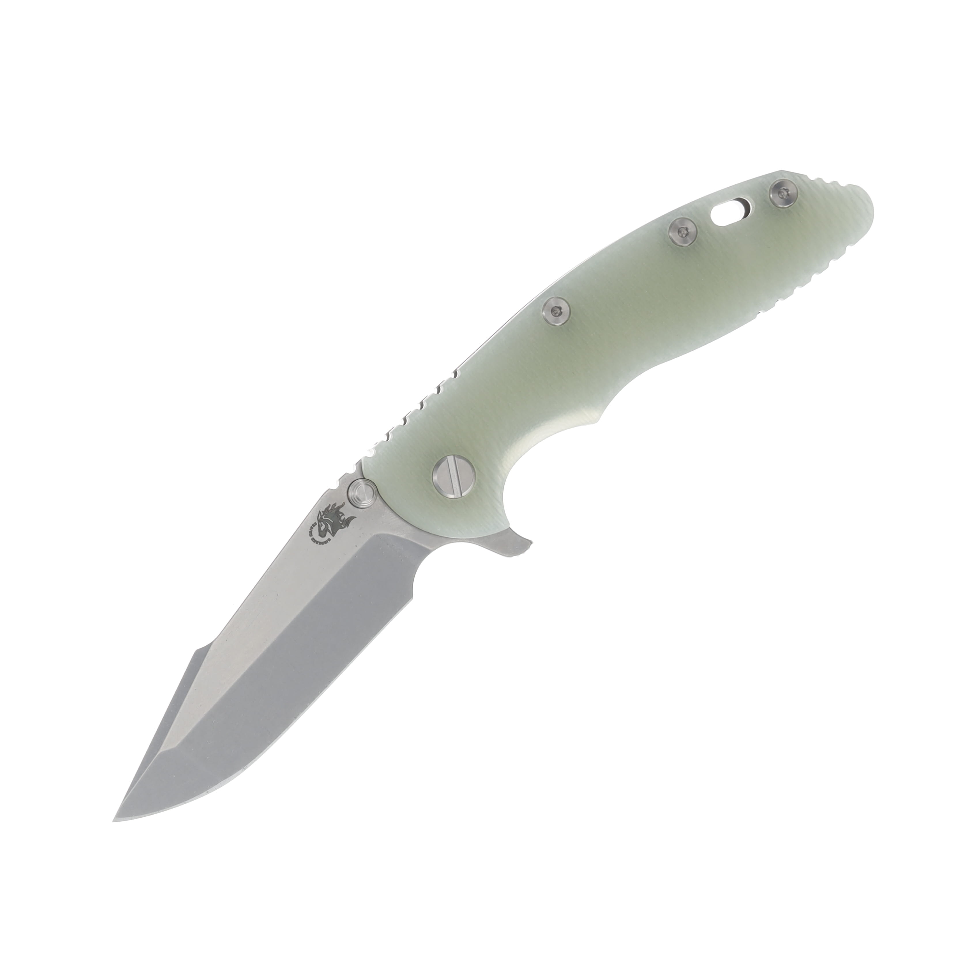 Hinderer XM-18 Translucent Green – Stonewash 3.5in Plain Stonewash Harpoon Spanto View 1
