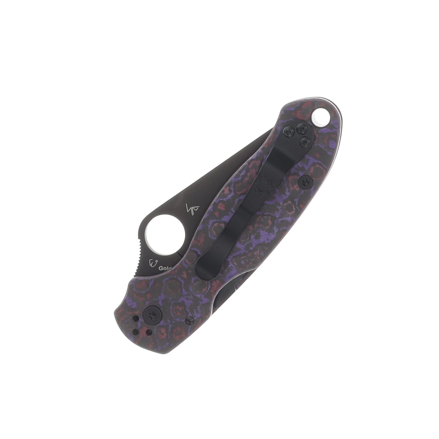 Spyderco SMKW Exclusive Para 3 Folding Knife DLC Cru-Wear/Purple Haze FatCarbon SPC223CFPHBKP View 7