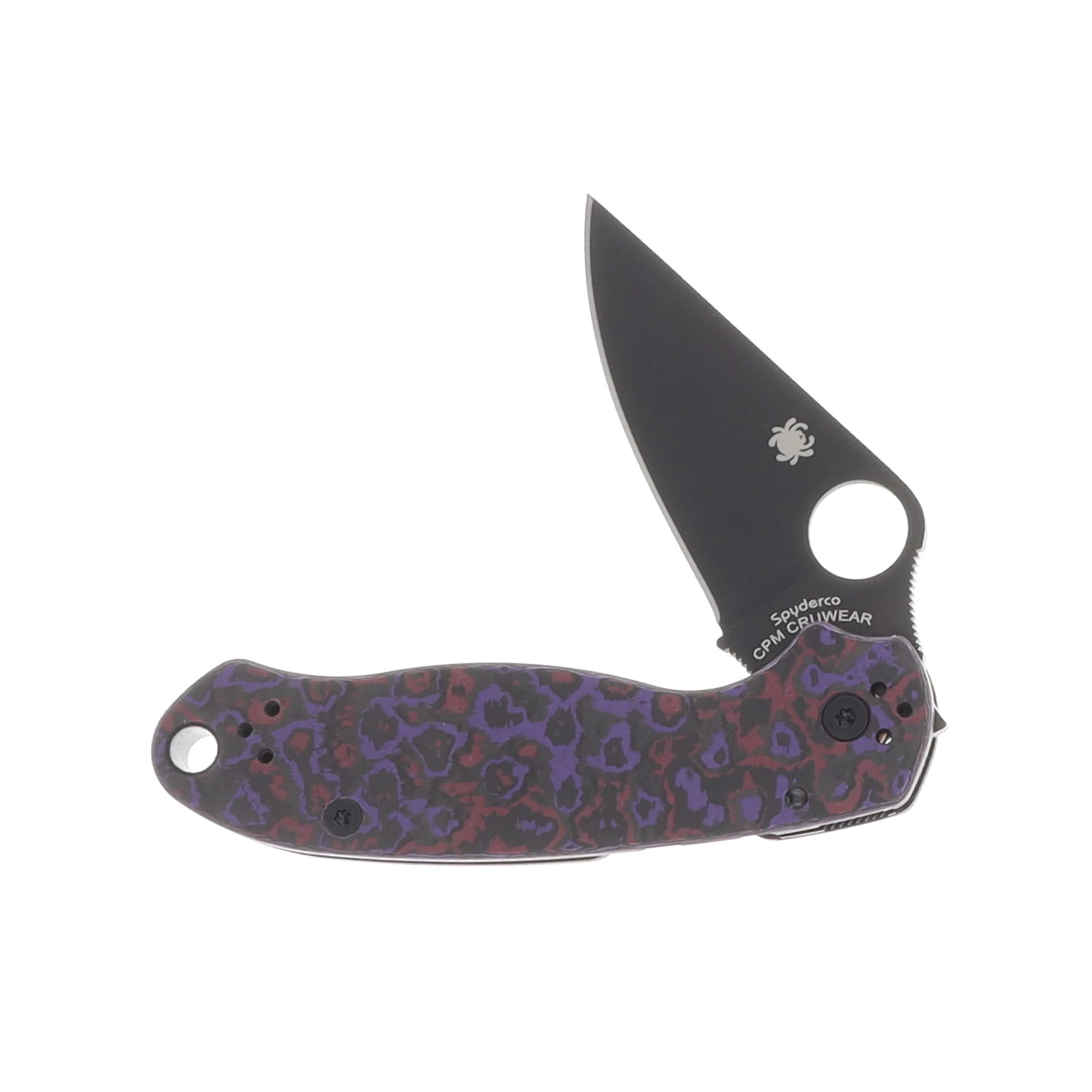 Spyderco SMKW Exclusive Para 3 Folding Knife DLC Cru-Wear/Purple Haze FatCarbon SPC223CFPHBKP View 4