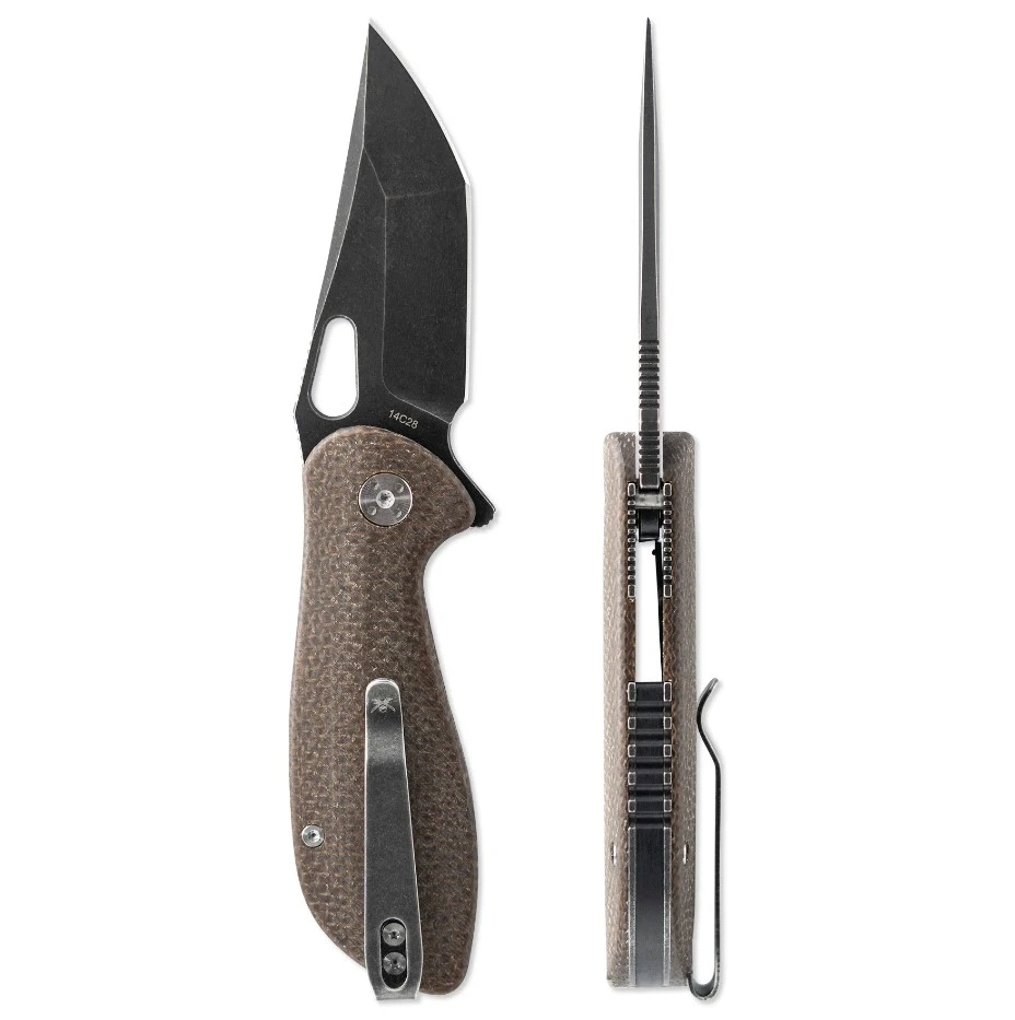 Skallywag Tactical Mudskipper Folding Knife 14C28N/Brown Micarta SWMSBR View 7