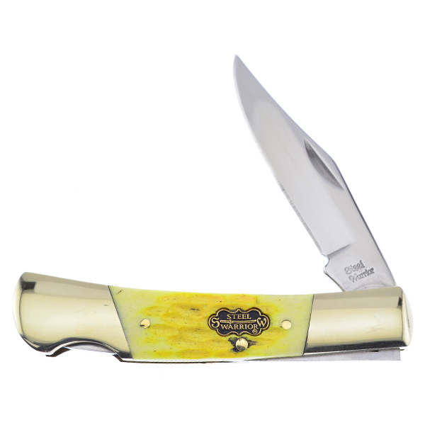 Frost Cutlery Steel Warrior Banana Jig Bone Barracuda Lockback Folding Knife FRSW100BNJ View 1