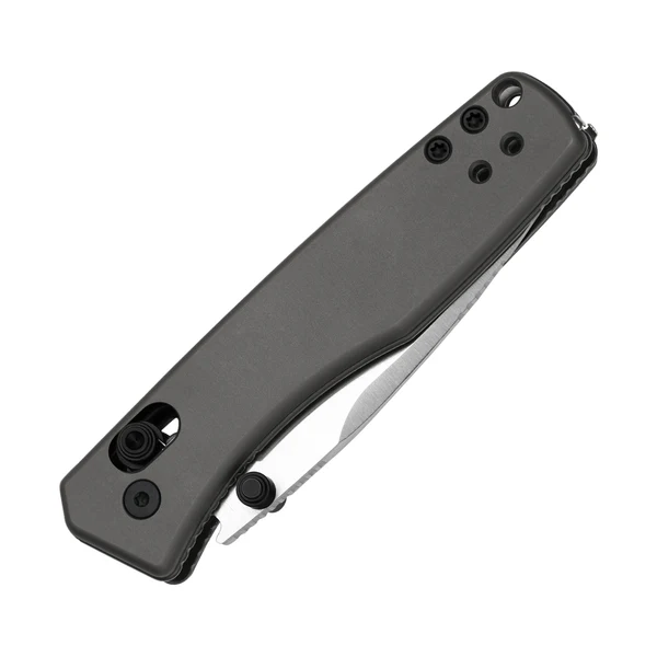 Kizer Aegis Folding Knife Gray Aluminum Handle Satin AEB-L Drop Point Blade V3774A4 View 3