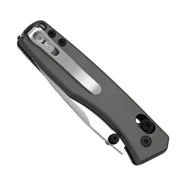 Kizer Aegis Folding Knife Gray Aluminum Handle Satin AEB-L Drop Point Blade V3774A4 View 4