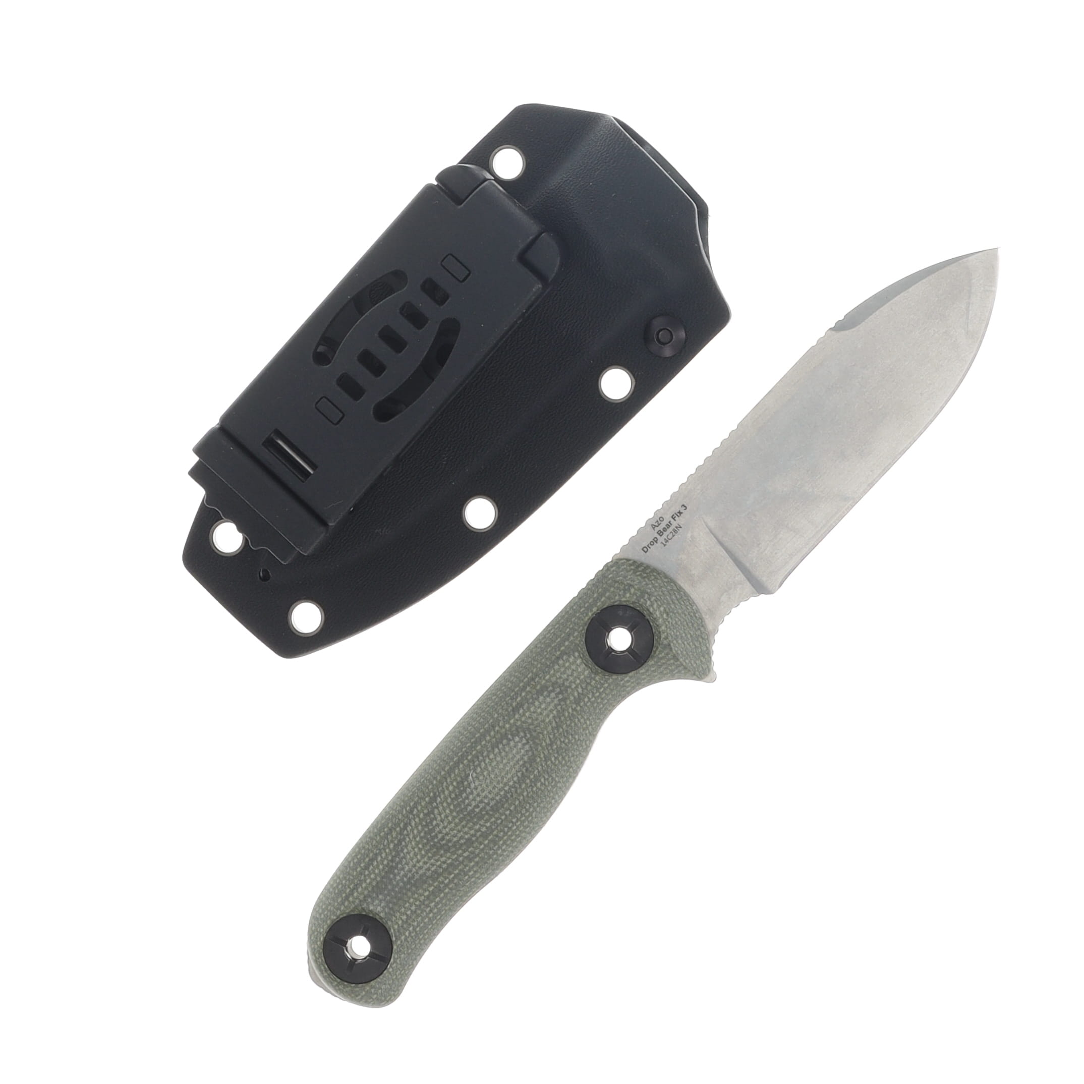 Kizer Drop Bear Fix 3 Fixed Knife Green Micarta Handle SW 14C28N Drop Point Blade 1101A2 View 2