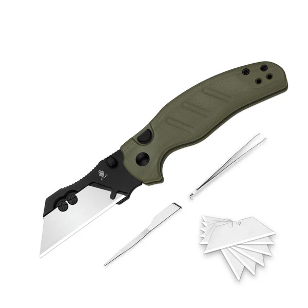 Kizer C01C UTI 1 Folding Knife Green G-10 Handle Black PVD Coated Utility Blade V3488.29JSA2 View 1