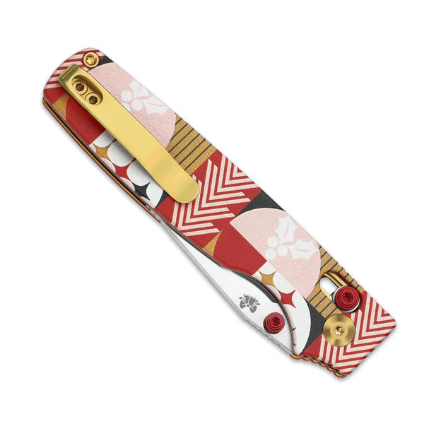 Kizer Original 2 Folding Knife Red & White G-10 Handle Blasted 14C28N Drop Point Blade V3605.2MC1 View 4