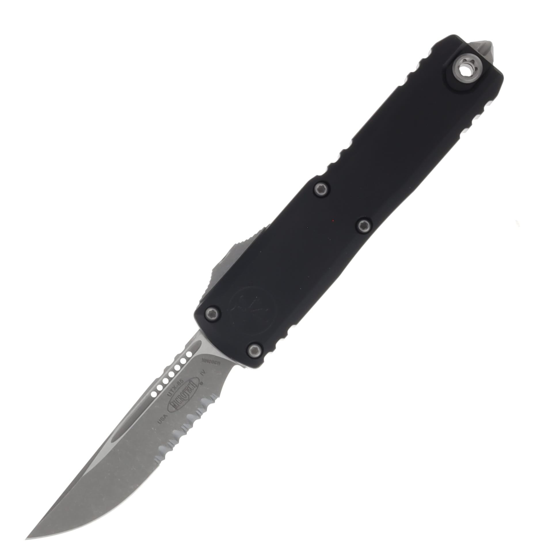 Microtech UTX-85 GEN IV OTF Auto S/E Apocalyptic Part Serrate Black AUMT1231411AP View 1