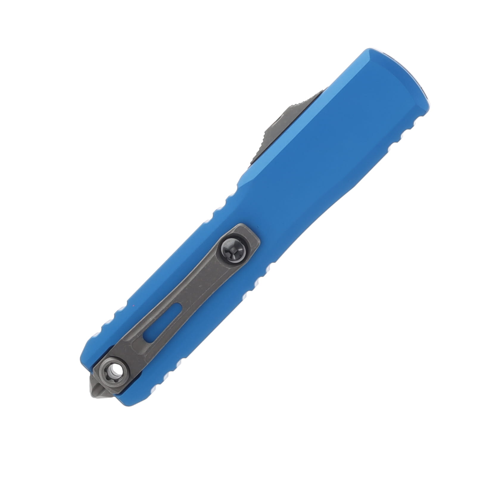 Microtech Ultratech GEN IV OTF Auto S/E Apocalyptic Part Serrate Blue AUMT1121411APBL View 3