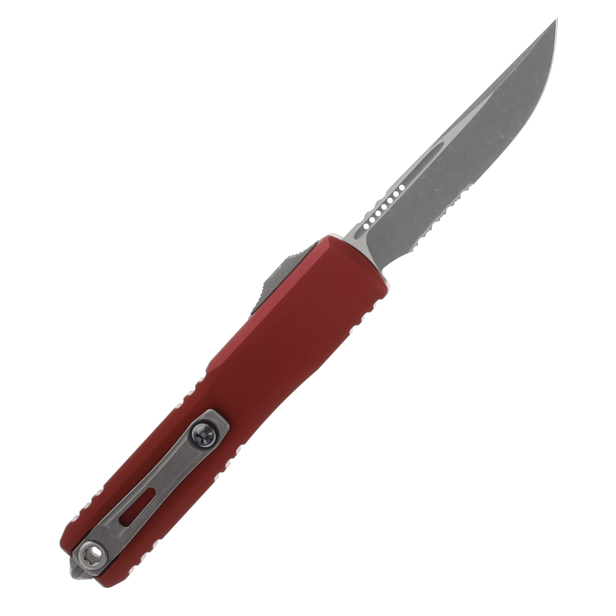 Microtech Ultratech GEN IV OTF Auto S/E Apocalyptic Part Serrate Merlot AUMT1121411APMR View 2